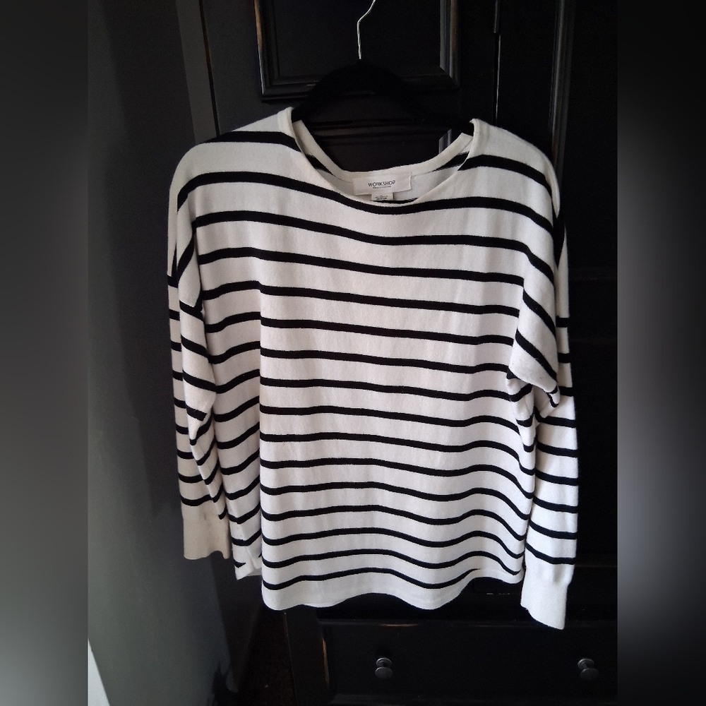 Workshop Republic Clothing Black and White Striped Long Sleeve Tee
